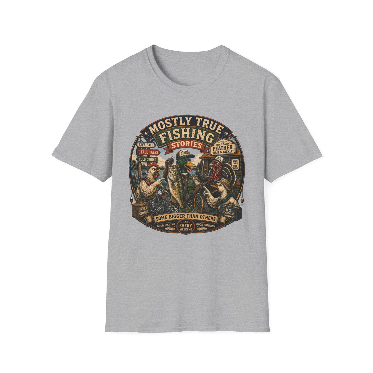 Mostly True Fishing Stories vintage fishing T-shirt, photo 3