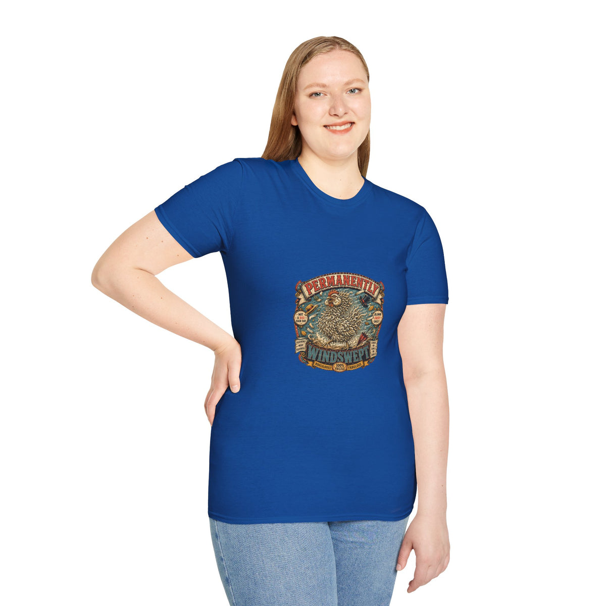 Permanently Windswept Frizzle T-Shirt — Curly Feather Novelty Tee