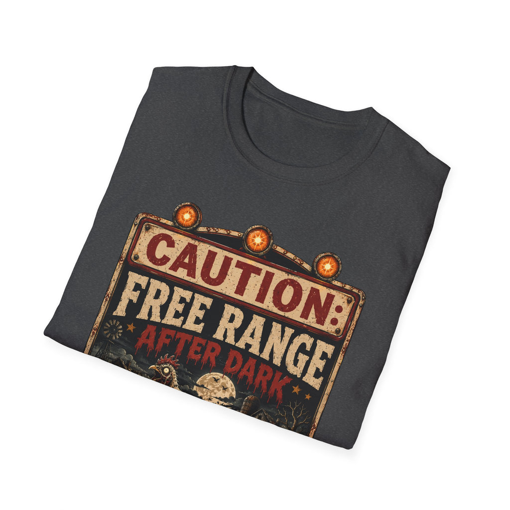 Zombie Chicken Crossing at Night T-Shirt — Spooky Halloween Poultry Tee