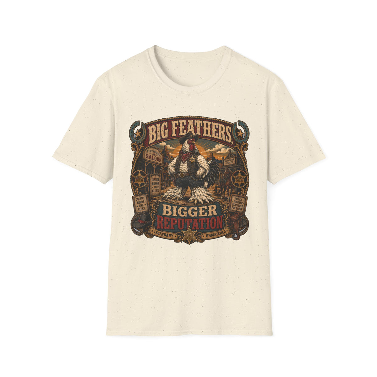 Big Feathers, Bigger Reputation Brahma T-Shirt — Bold Rooster Graphic Tee