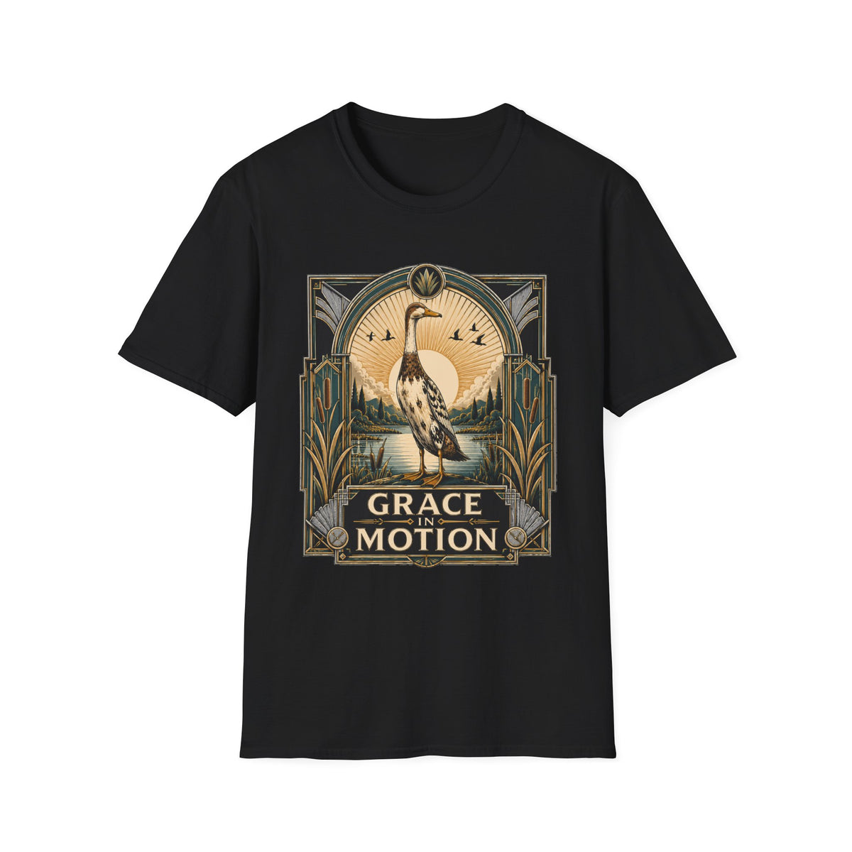 Grace in Motion Indian Runner T-Shirt — Elegant Duck Portrait Tee