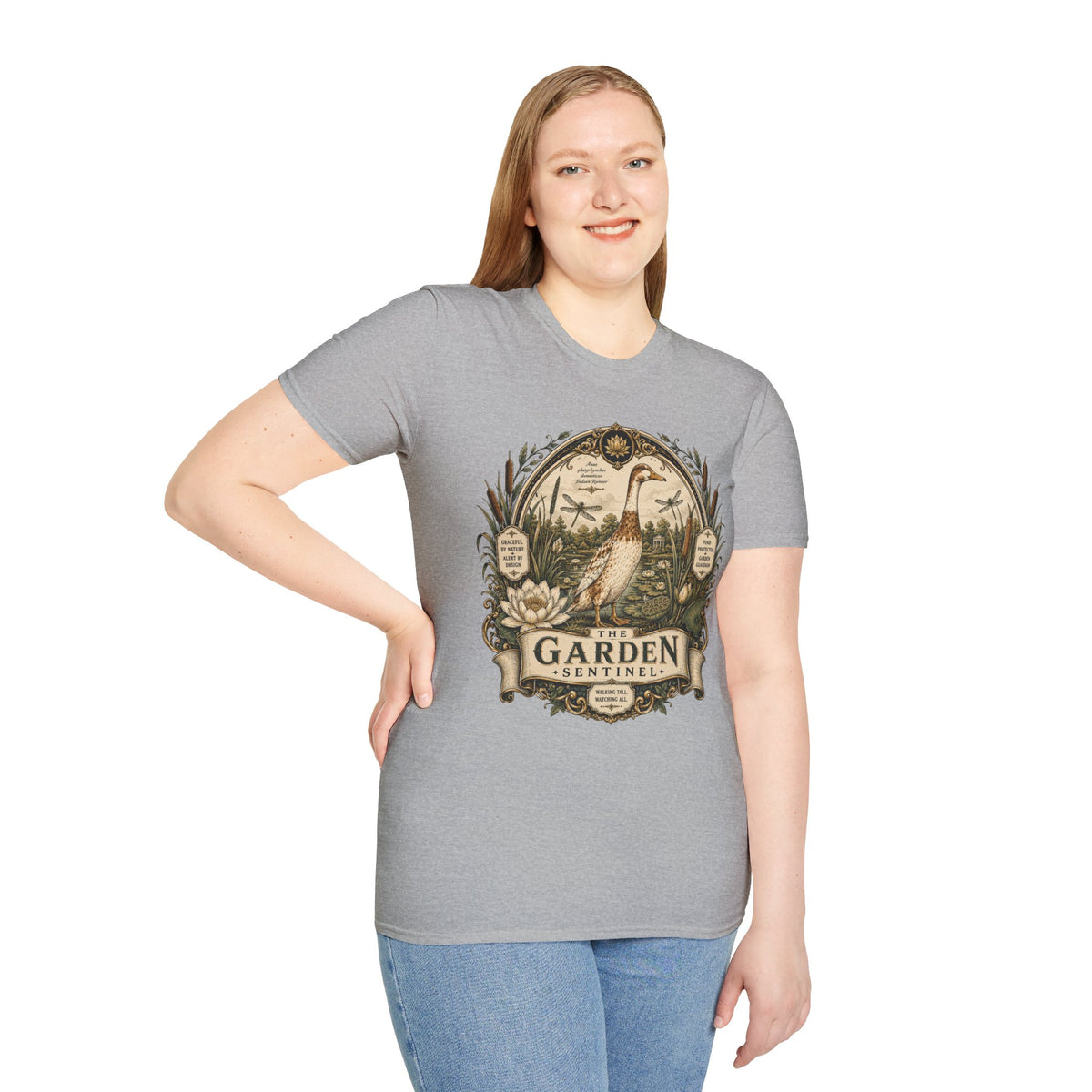 The Garden Sentinel Indian Runner T-Shirt — Walking Tall, Watching All Tee