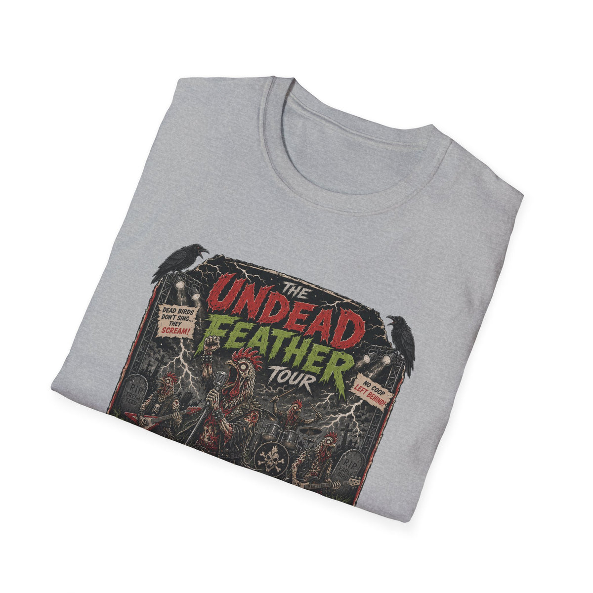 Undead Feather Tour T-Shirt — Zombie Chicken Concert Tee