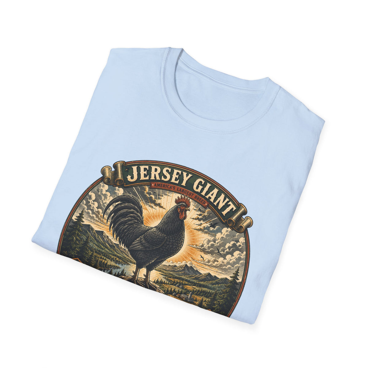 Jersey Giant Heritage Badge T-Shirt — America's Largest Breed Rooster Tee