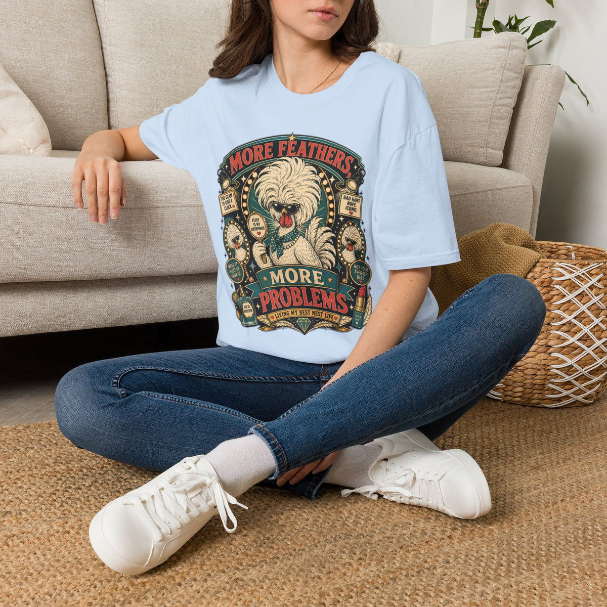 More Feathers, More Problems Polish Chicken T-Shirt — Glam Hen Living Her Best Nest Life Tee