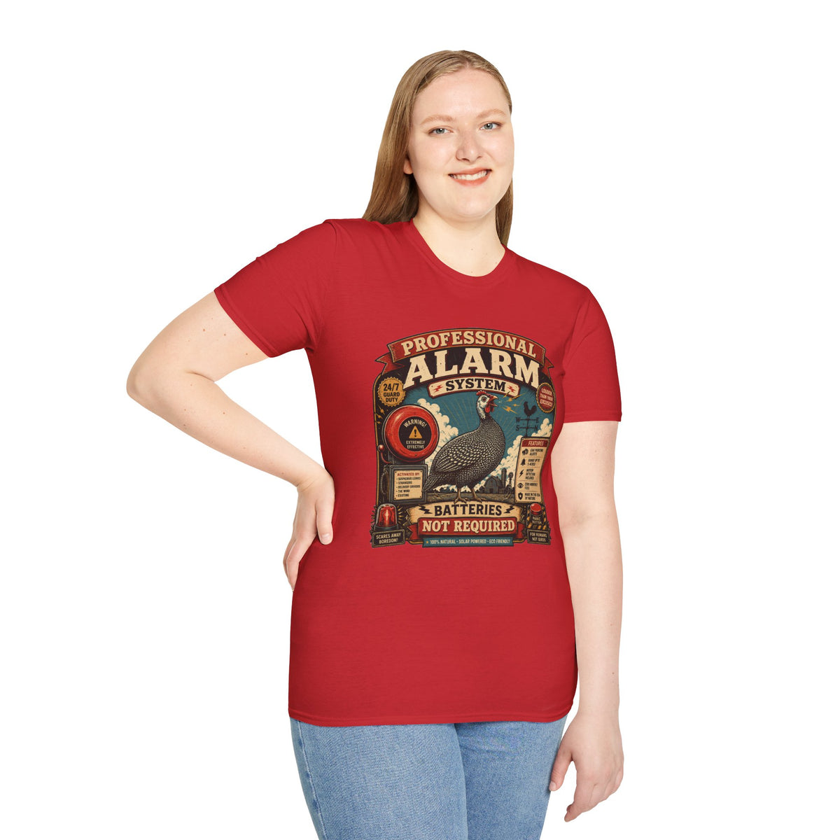 Professional Alarm System Guinea Fowl T-Shirt — Batteries Not Required Tee