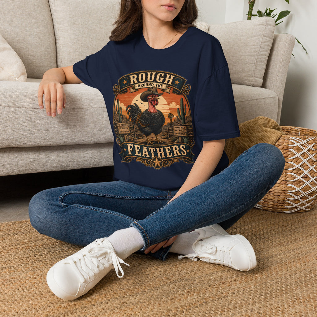 Rough Feathers and Desert Pride Naked Neck T-Shirt — Untamed Spirit Rooster Tee