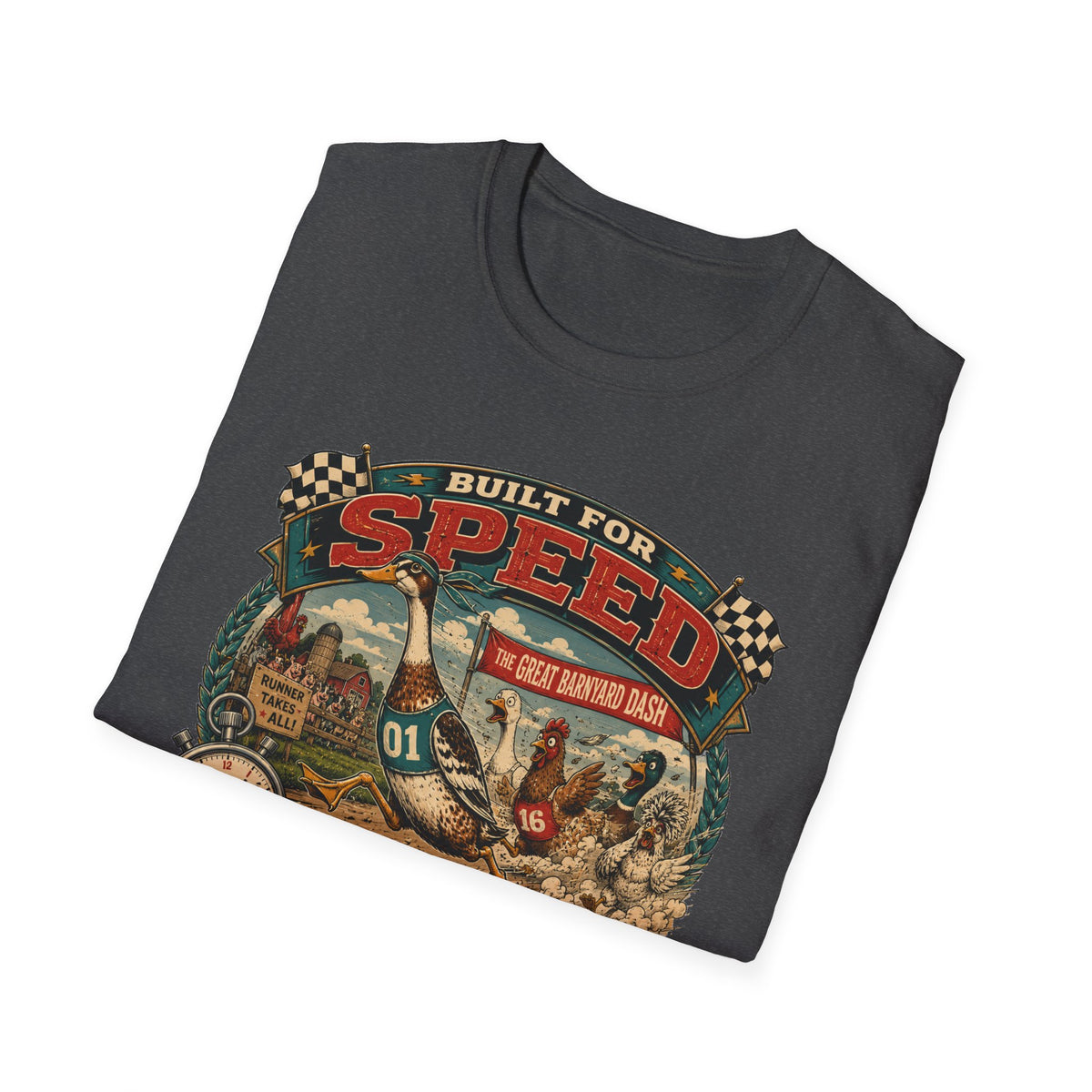 Built for Speed Barnyard Dash Indian Runner T-Shirt — Designed for Chaos Tee