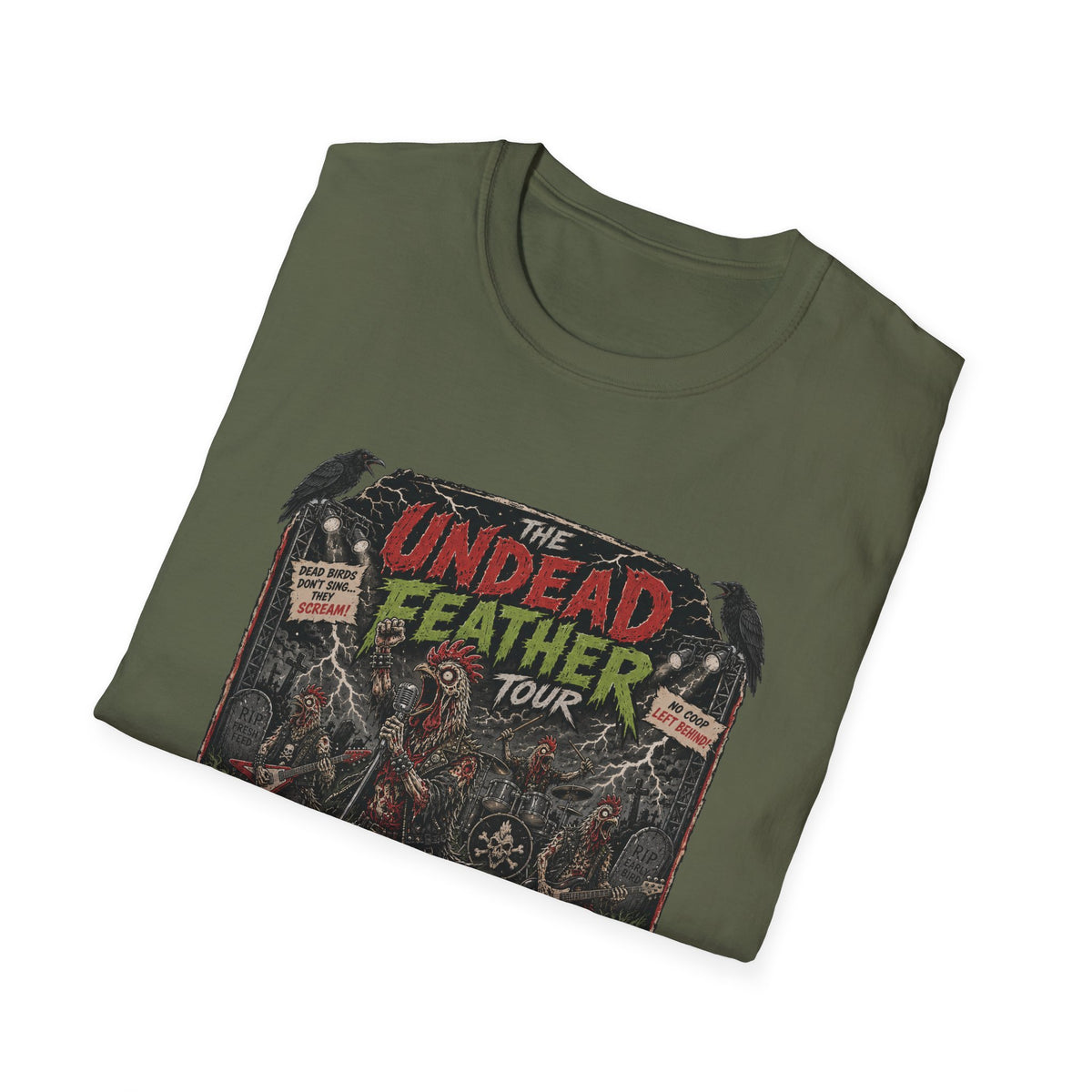 Undead Feather Tour T-Shirt — Zombie Chicken Concert Tee
