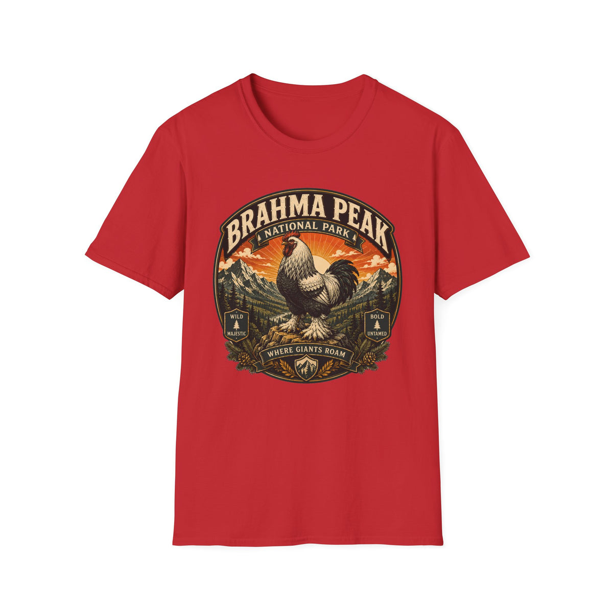 Brahma Peak National Park Brahma T-Shirt — Majestic Mountain Rooster Tee