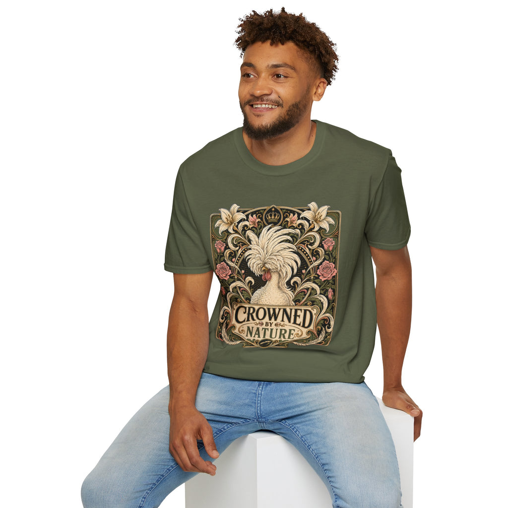Crowned by Nature Polish Chicken T-Shirt — Vintage Botanical Hen Tee