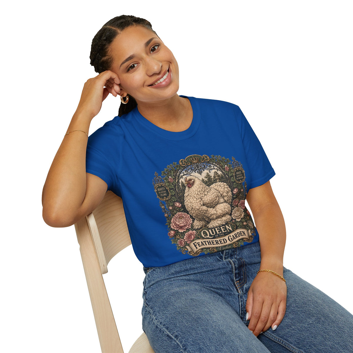 Queen of the Feathered Garden Cochin T-Shirt — Elegant Victorian Hen Tee
