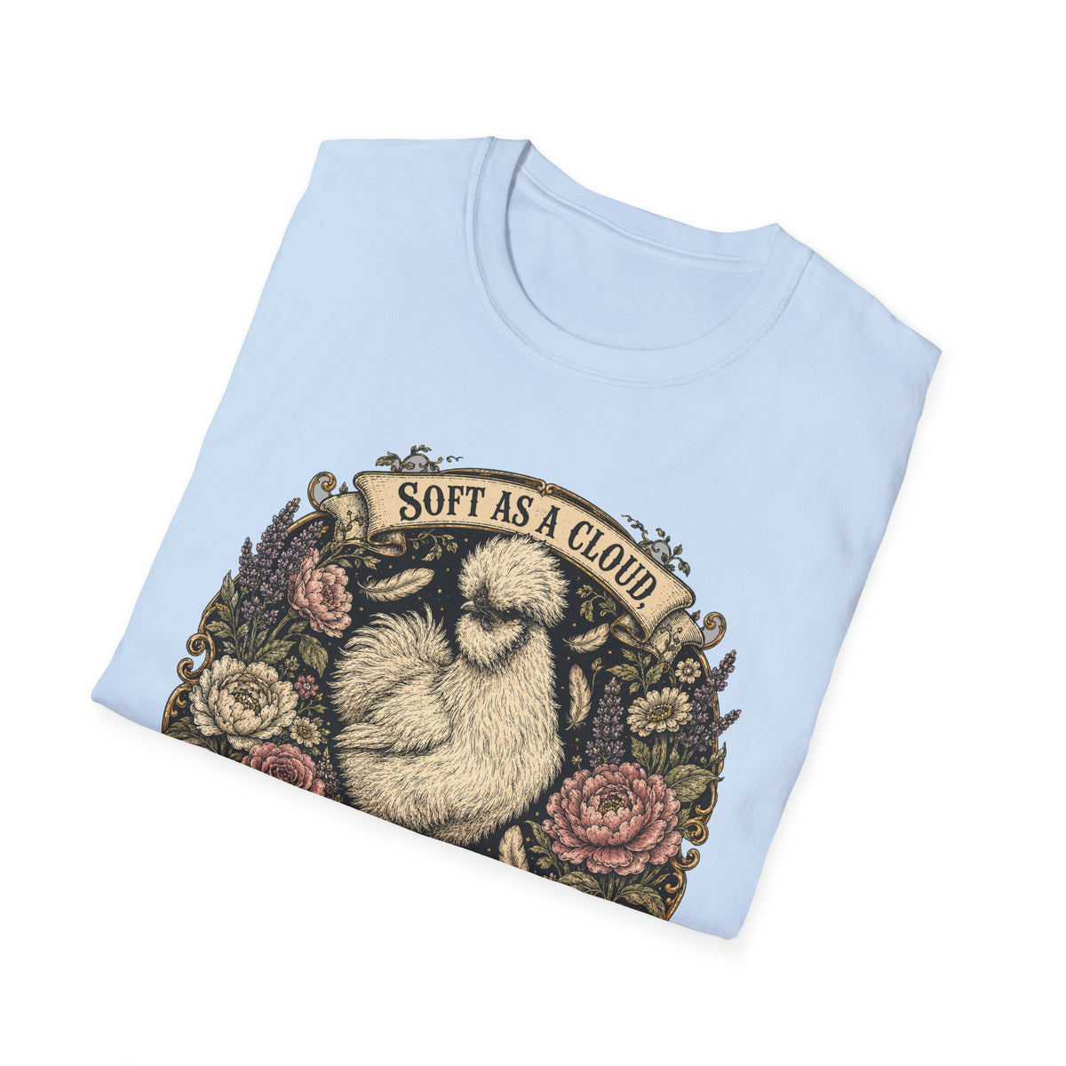 Soft as a Cloud Silkie T-Shirt — Floral Wreath Hen Tee