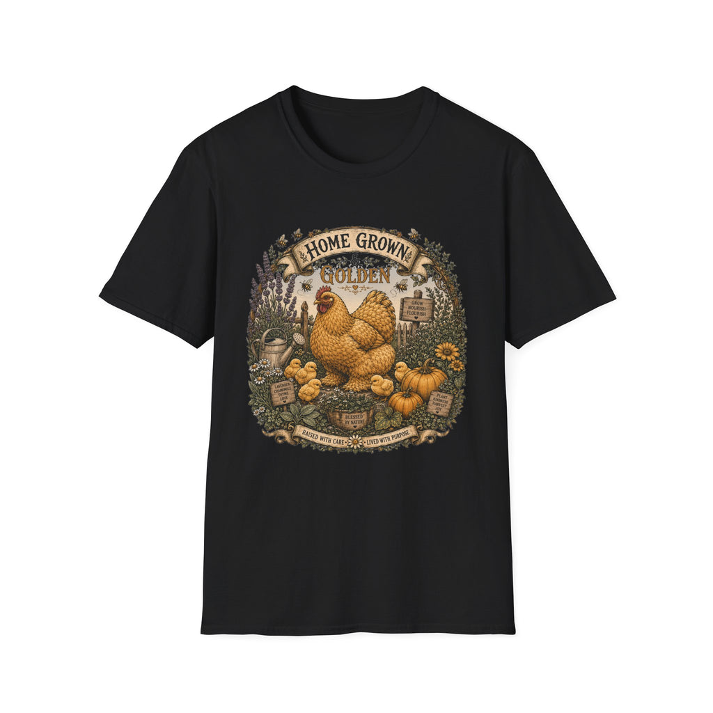 Home Grown and Golden Cochin T-Shirt — Garden Hen & Chicks Tee
