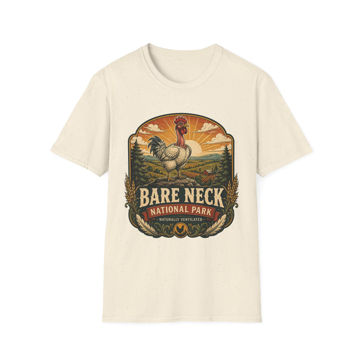 Bare Neck National Park Emblem T-Shirt — Naturally Ventilated Rooster Naked Neck Turken Tee