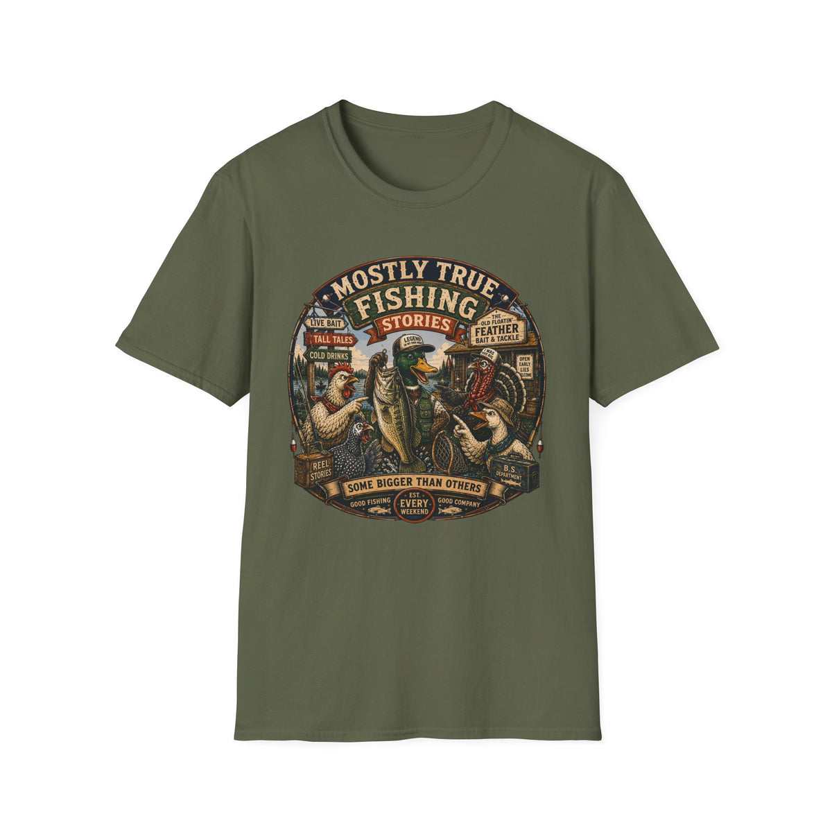 Mostly True Fishing Stories vintage fishing T-shirt, photo 6