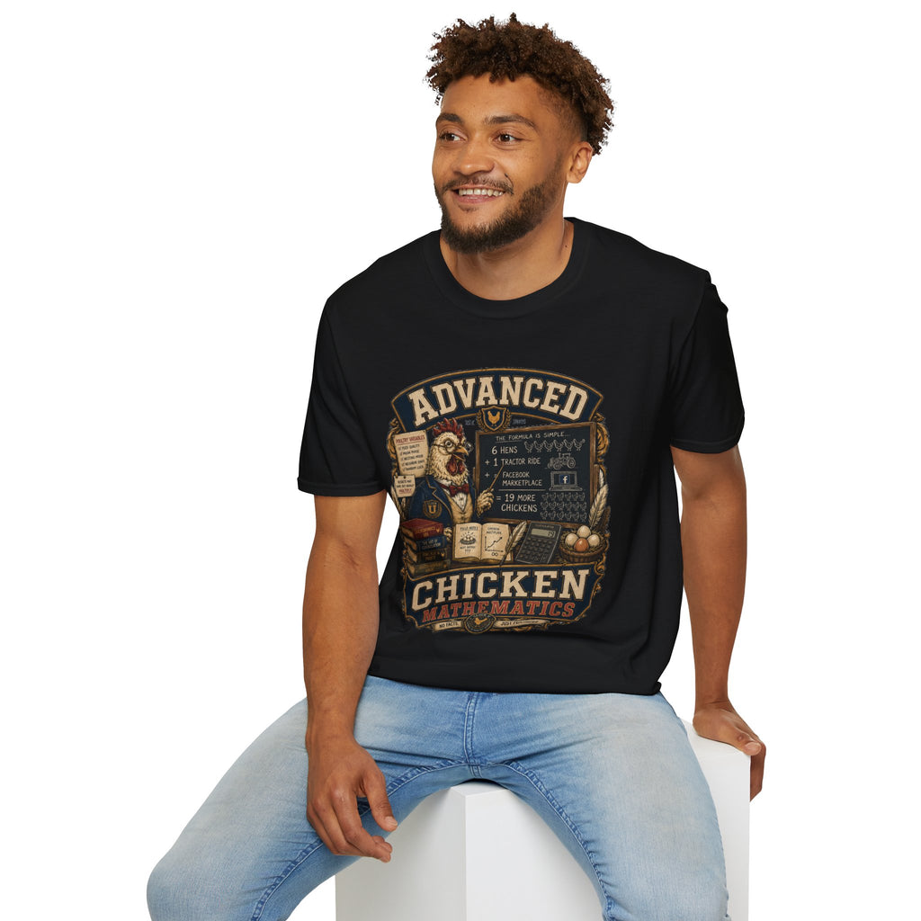 Advanced Chicken Mathematics T-Shirt — 19 More Chickens Formula Tee