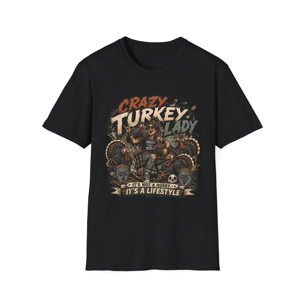 Crazy Turkey Lady Grunge Tee — Turkeys Before People