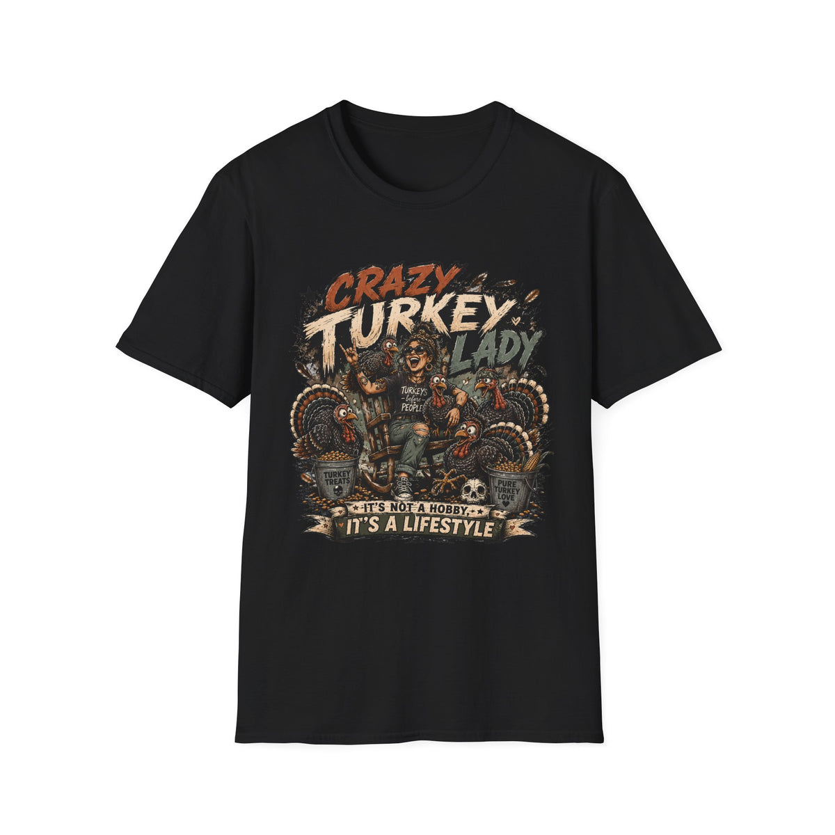Crazy Turkey Lady Grunge Tee — Turkeys Before People
