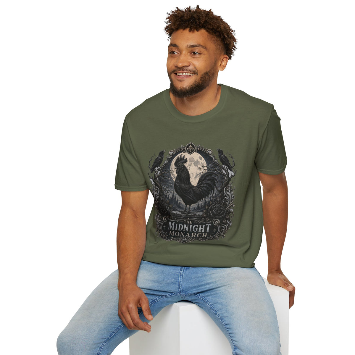 The Midnight Monarch Ayam Cemani T-Shirt — Moonlit Rooster Graphic Tee