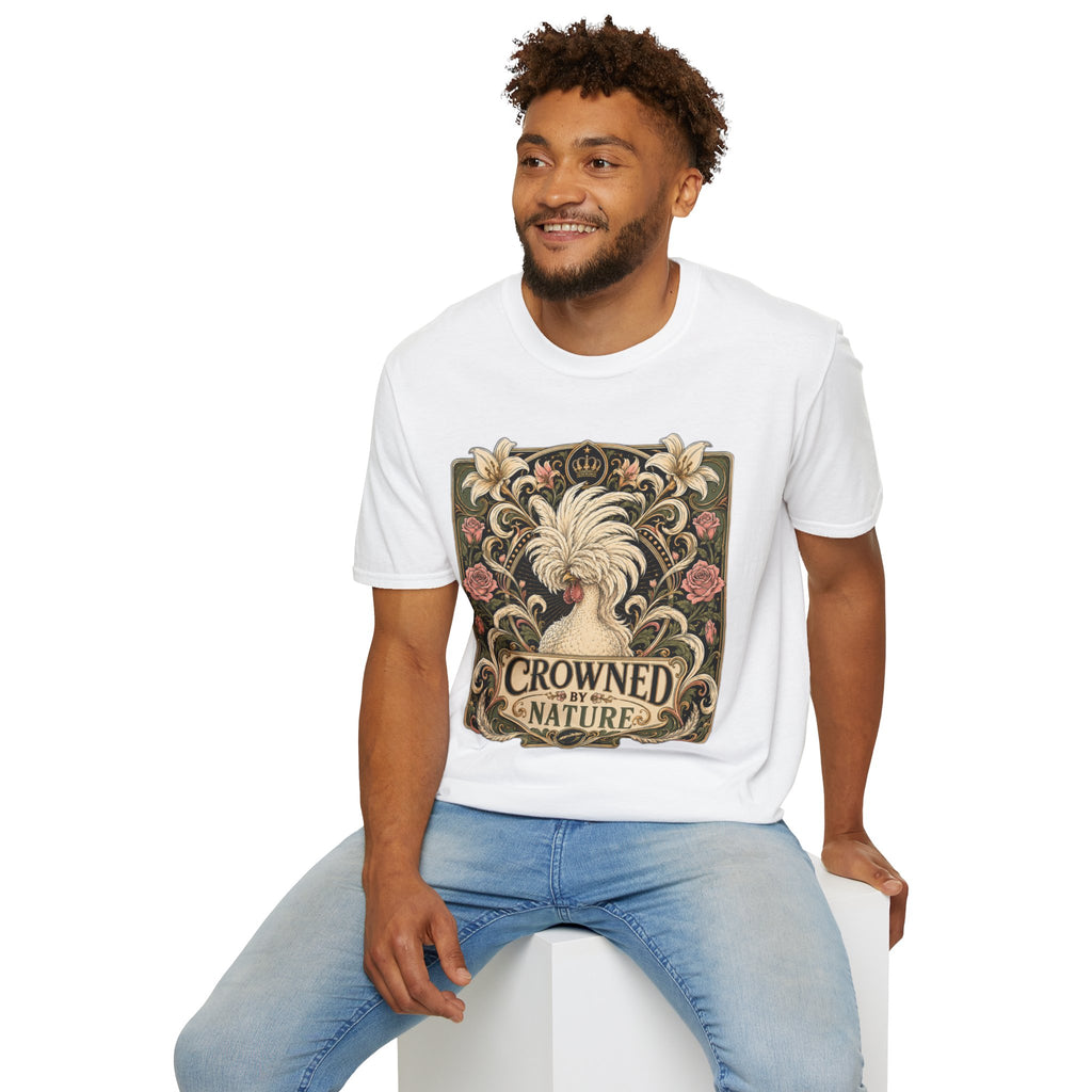 Crowned by Nature Polish Chicken T-Shirt — Vintage Botanical Hen Tee