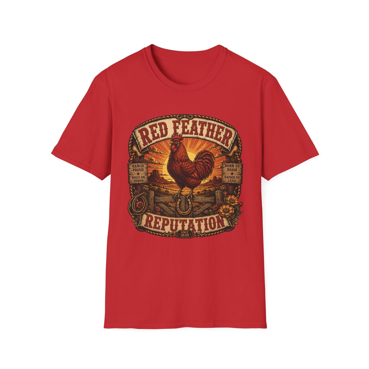 Red Feather Ranch Emblem T-Shirt — Rhode Island Red Heritage Tee