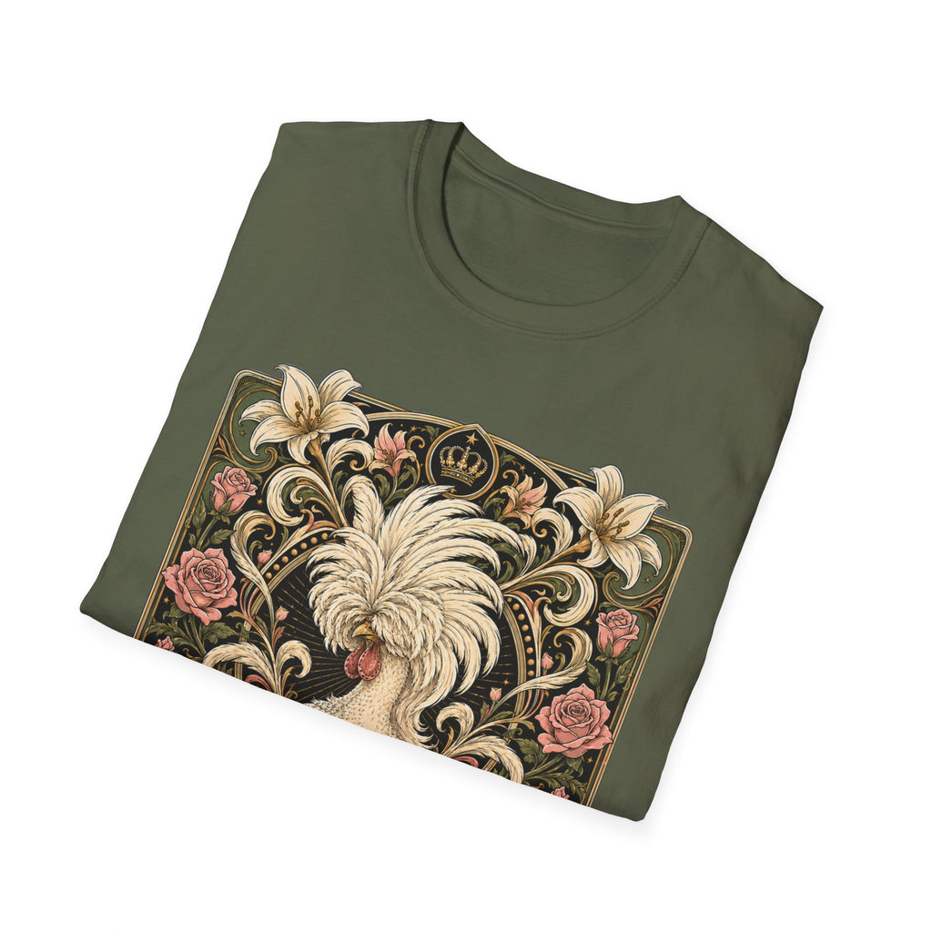 Crowned by Nature Polish Chicken T-Shirt — Vintage Botanical Hen Tee