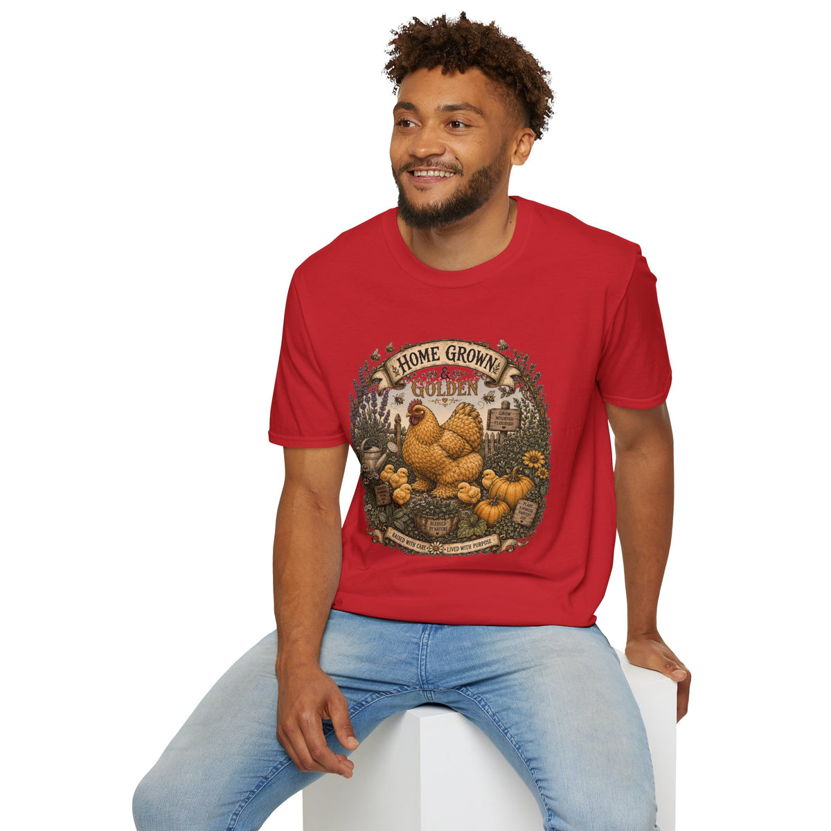 Home Grown and Golden Cochin T-Shirt — Garden Hen & Chicks Tee