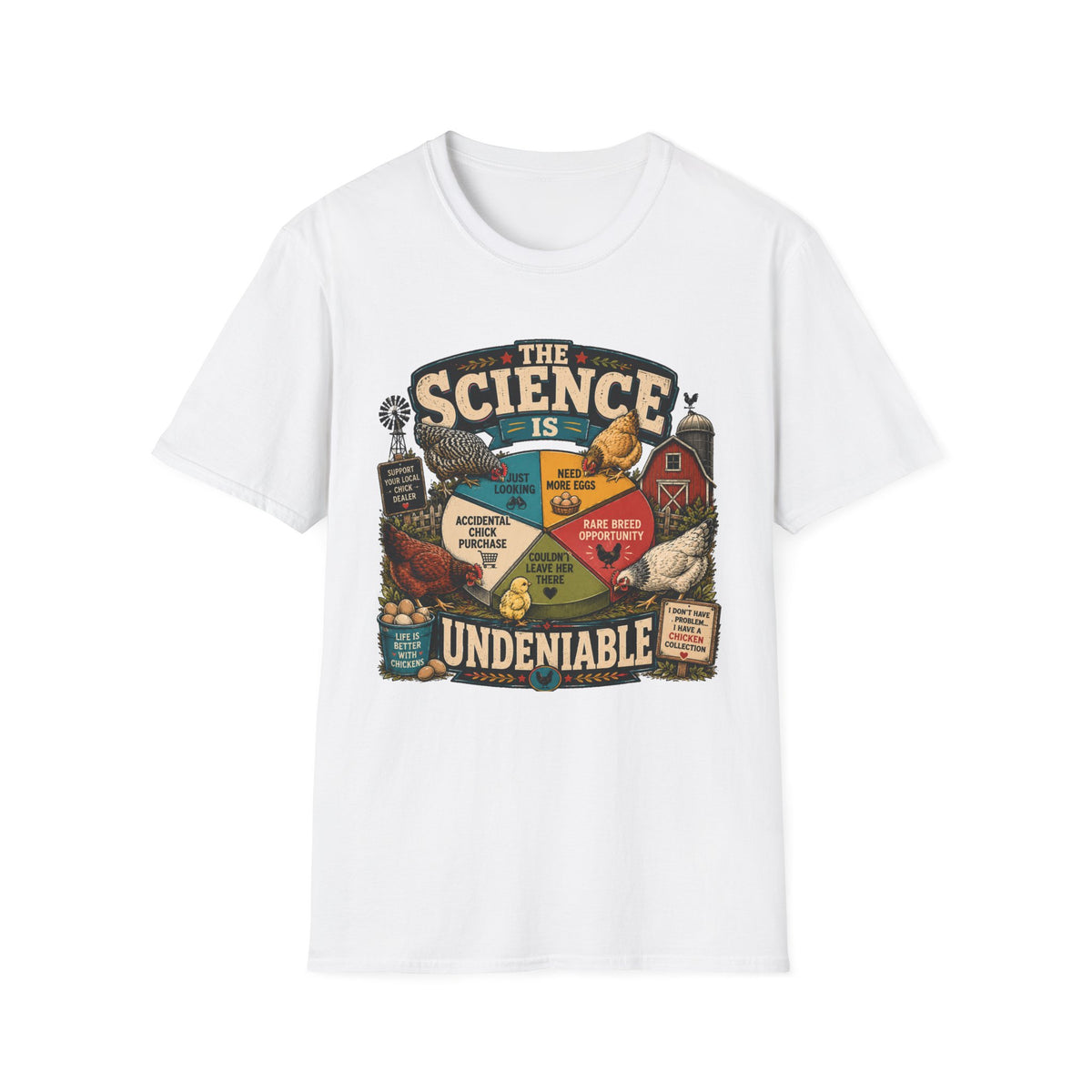 The Science Is Undeniable T-Shirt — Chicken Math Pie Chart Tee