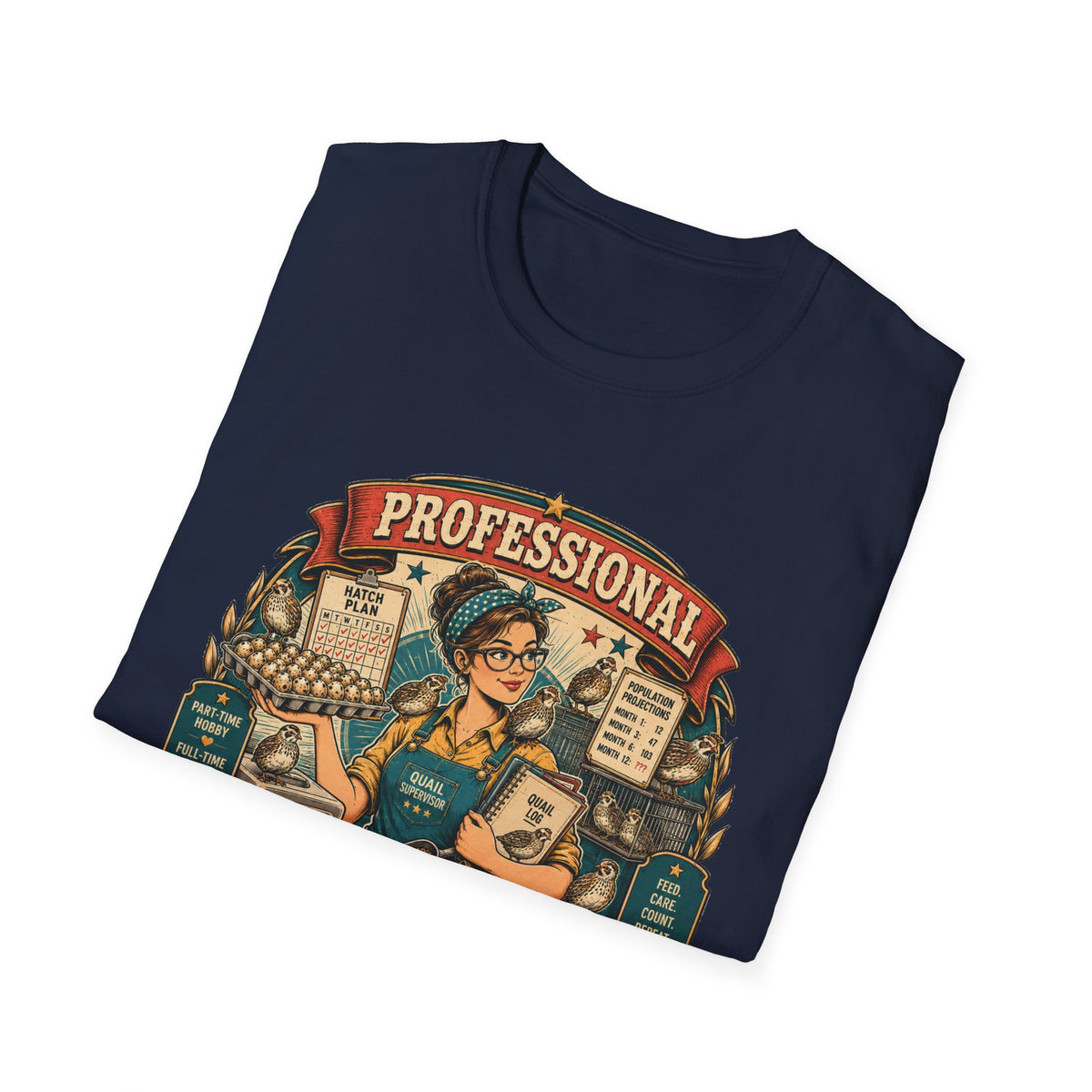 Tiny Bird Enthusiast Badge T-Shirt — Quail Keeper Vintage Graphic Tee