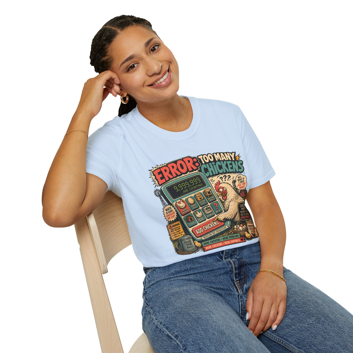 Too Many Chickens Error T-Shirt — Chicken Math Calculator Tee