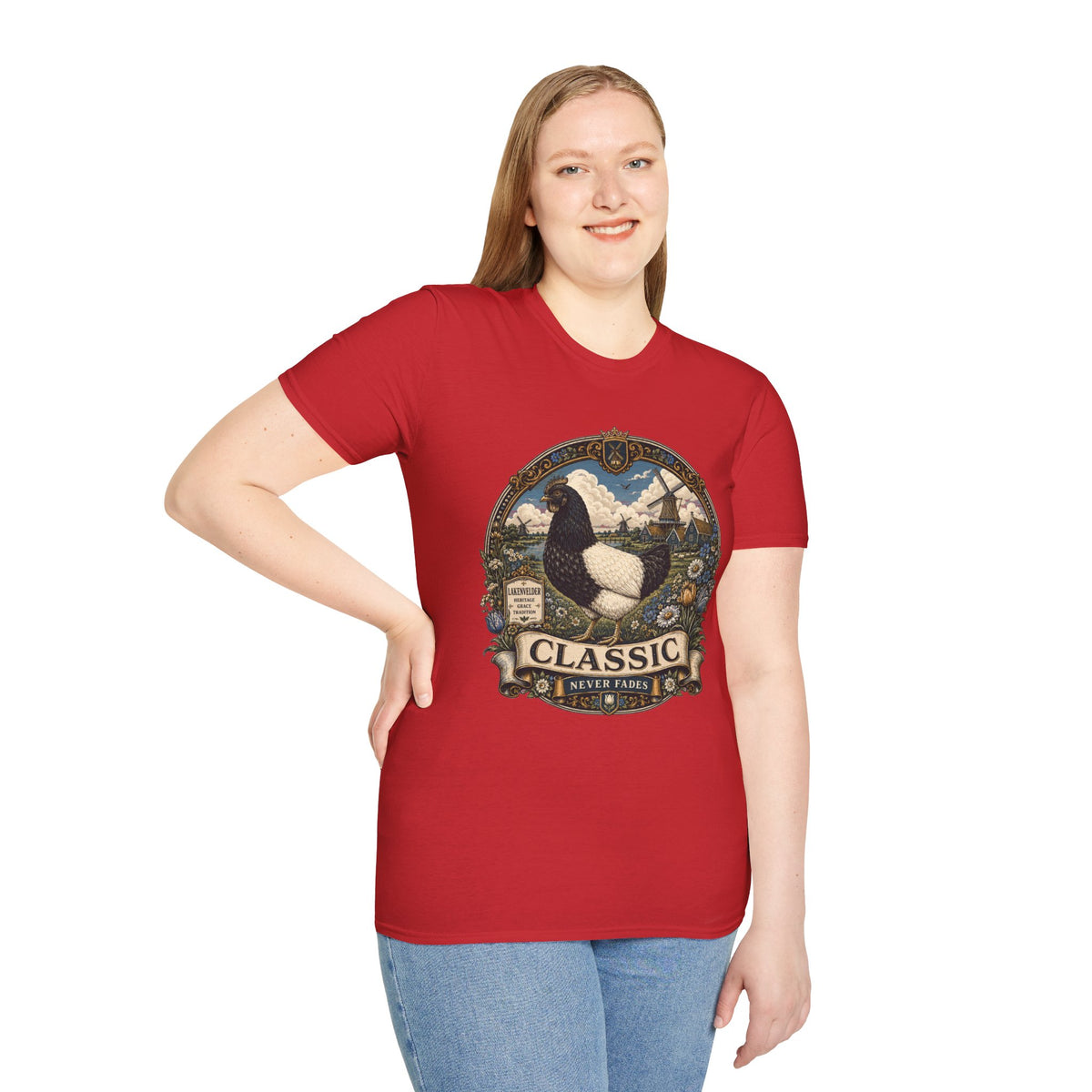 Lakenvelder Heritage Badge T-Shirt — Classic Never Fades Rooster Tee
