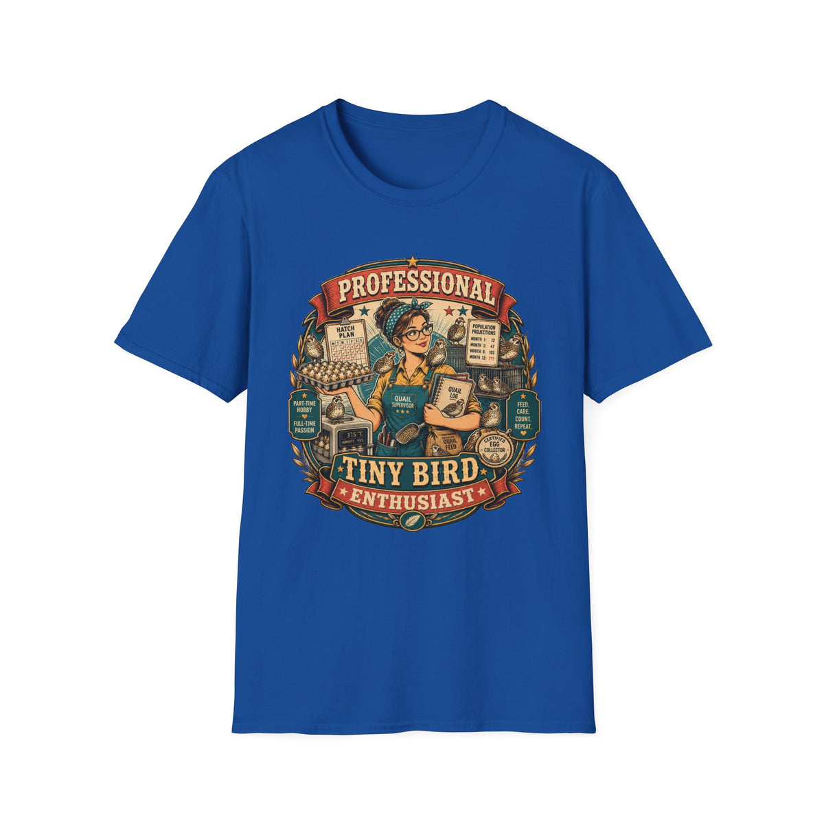 Tiny Bird Enthusiast Badge T-Shirt — Quail Keeper Vintage Graphic Tee