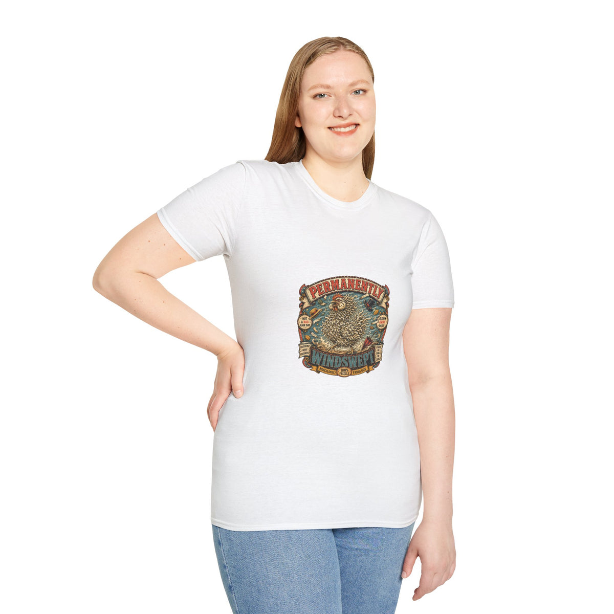 Permanently Windswept Frizzle T-Shirt — Curly Feather Novelty Tee