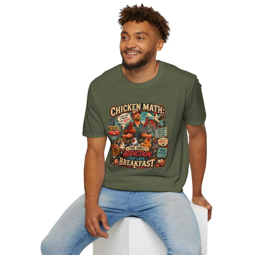 The Only Addiction That Lays Breakfast T-Shirt — Chicken Math Graphic Tee