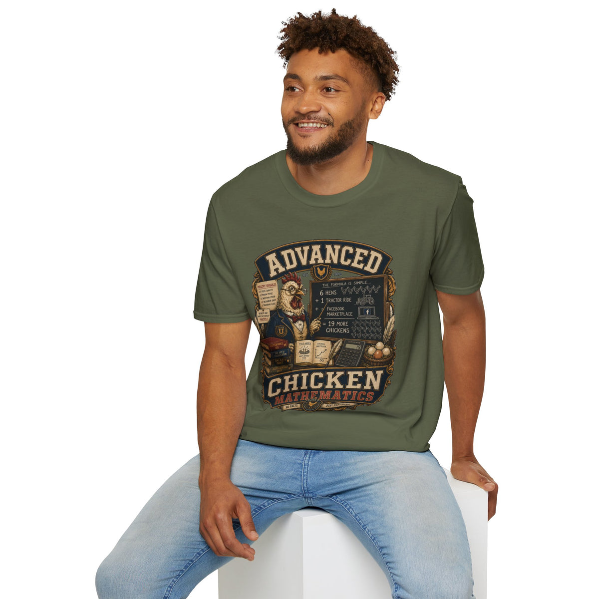 Advanced Chicken Mathematics T-Shirt — 19 More Chickens Formula Tee