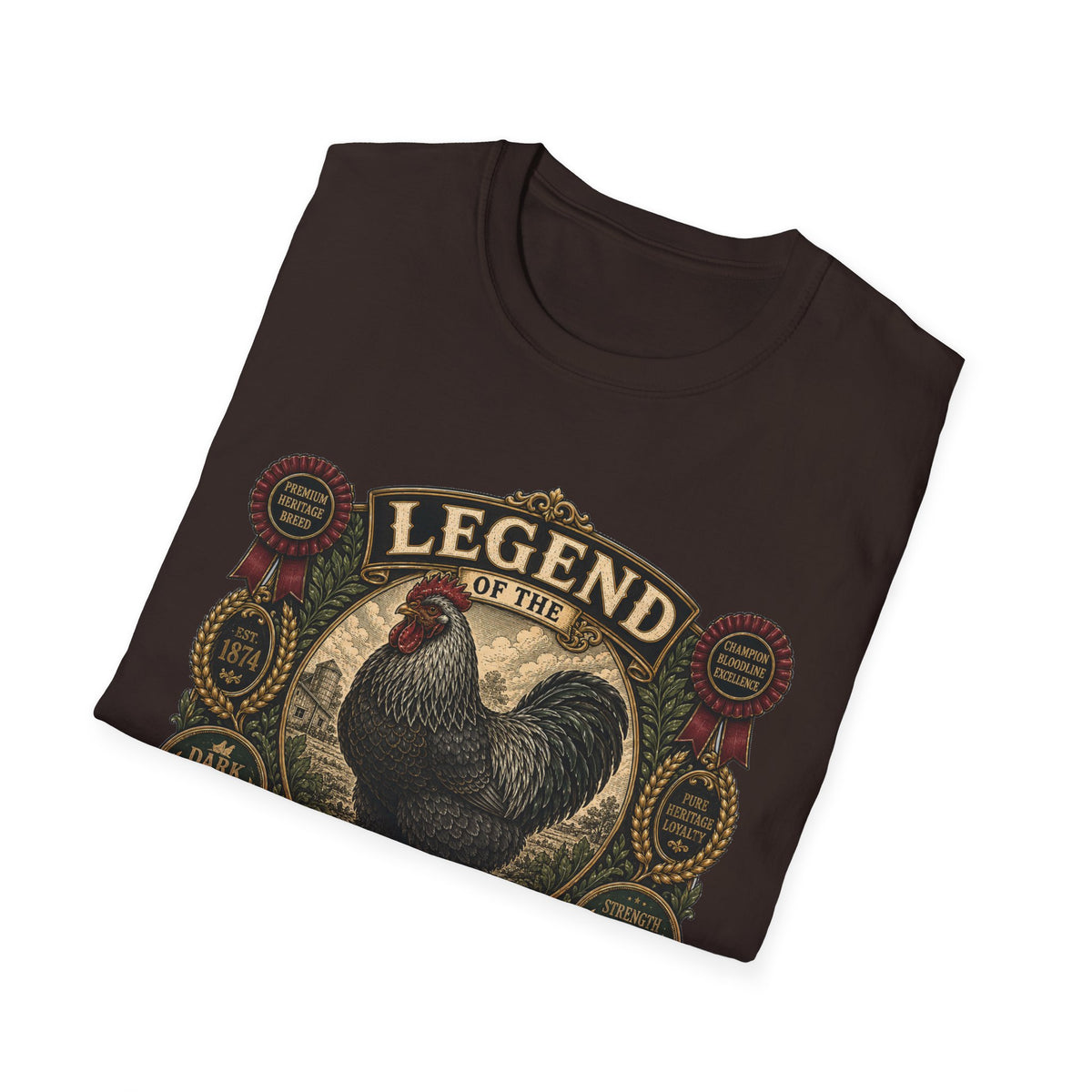 Legend of the Barnyard Dark Brahma T-Shirt — Vintage Rooster Label Tee