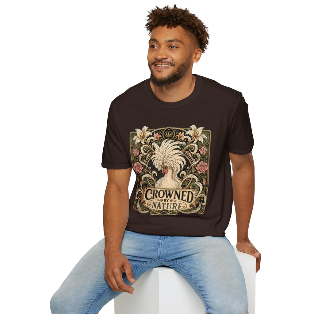 Crowned by Nature Polish Chicken T-Shirt — Vintage Botanical Hen Tee