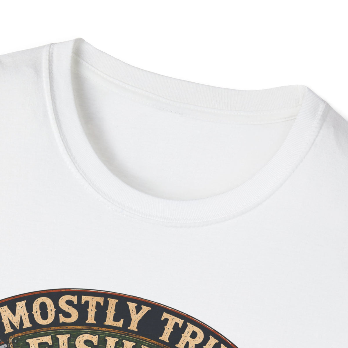 Fishing T-Shirt — "Mostly True Fishing Stories" Vintage Outdoor Tee