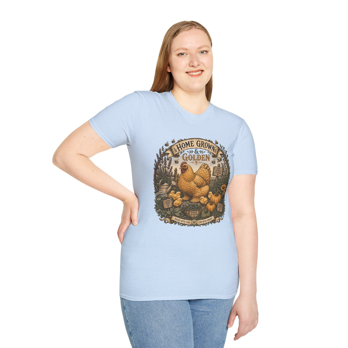 Home Grown and Golden Cochin T-Shirt — Garden Hen & Chicks Tee