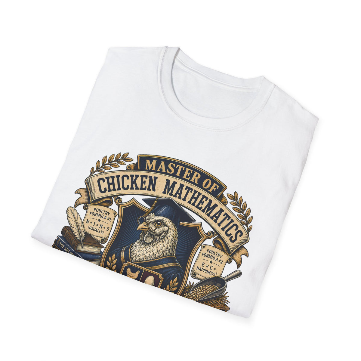 Master of Chicken Mathematics T-Shirt — Collegiate Crest Graphic Tee