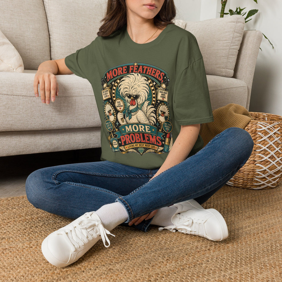More Feathers, More Problems Polish Chicken T-Shirt — Glam Hen Living Her Best Nest Life Tee