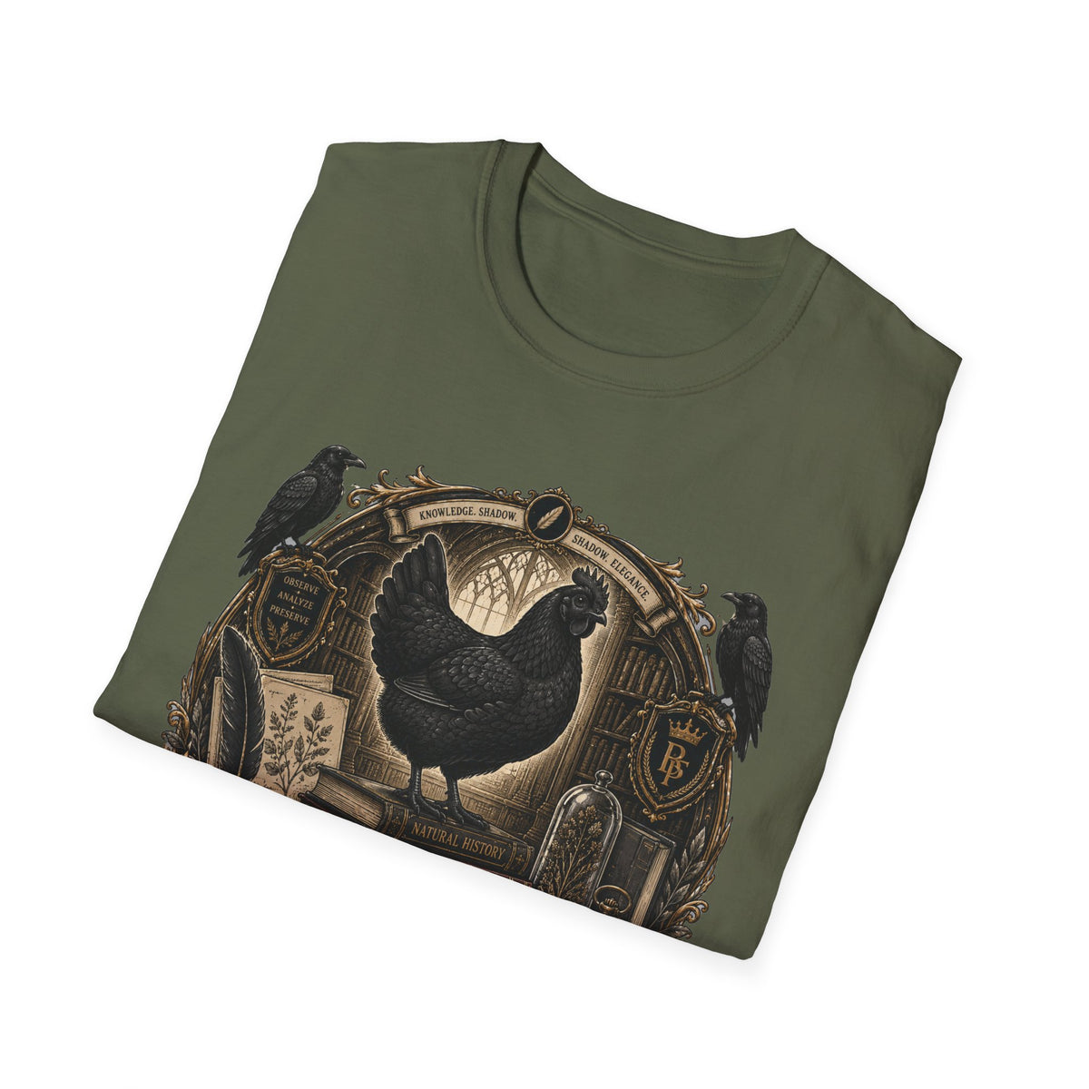The Black Feather Society Ayam Cemani T-Shirt — Vintage Emblem Rooster Tee