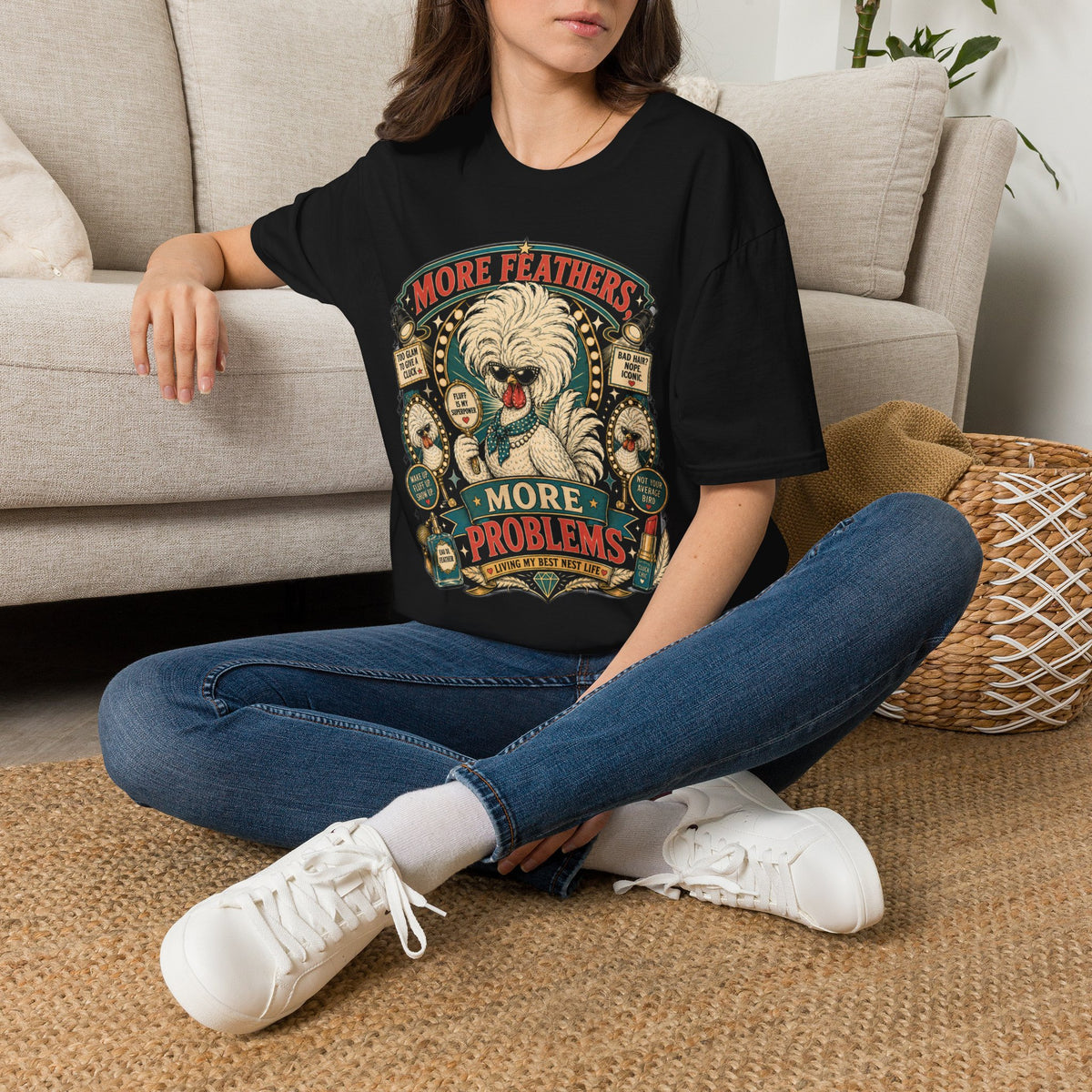 More Feathers, More Problems Polish Chicken T-Shirt — Glam Hen Living Her Best Nest Life Tee