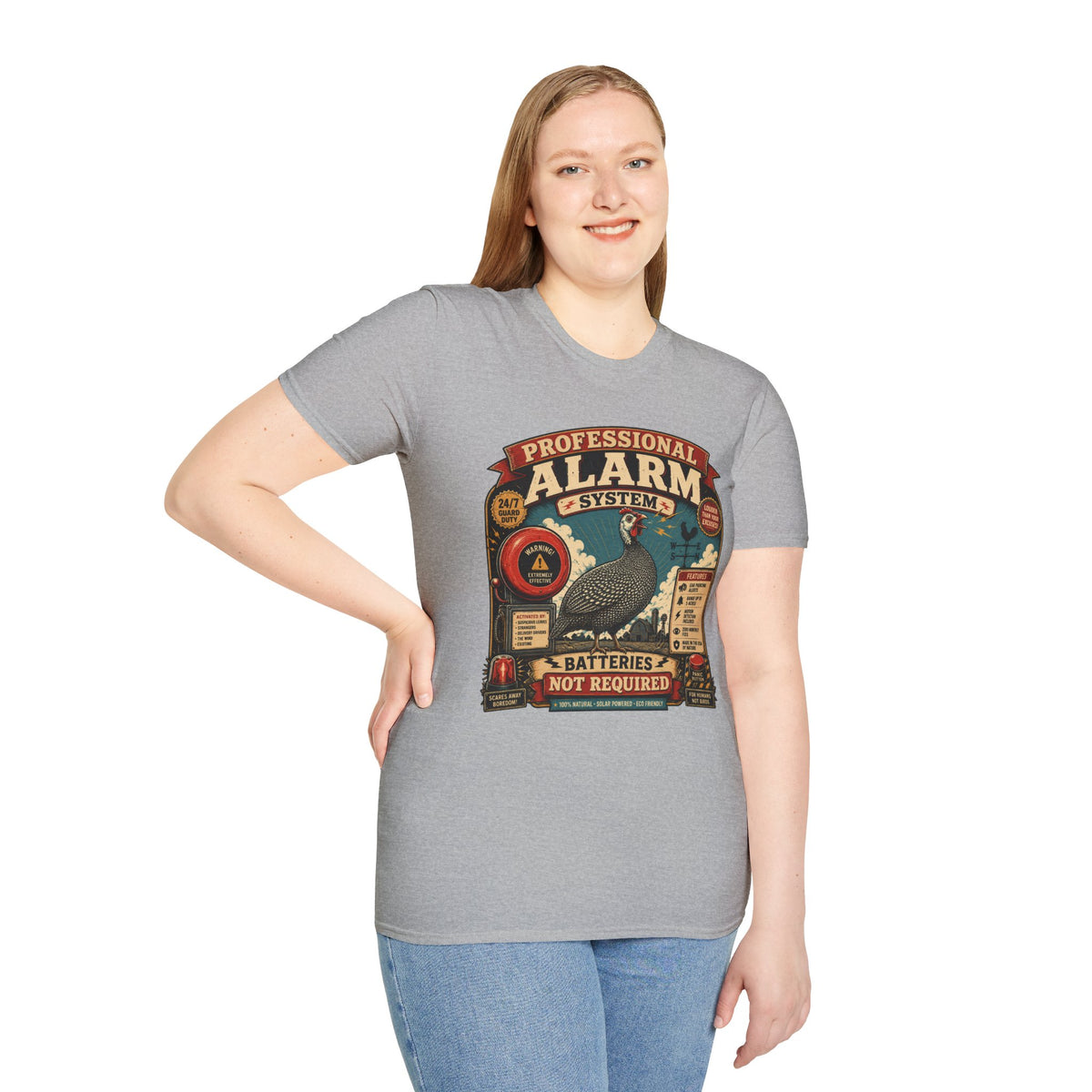 Professional Alarm System Guinea Fowl T-Shirt — Batteries Not Required Tee