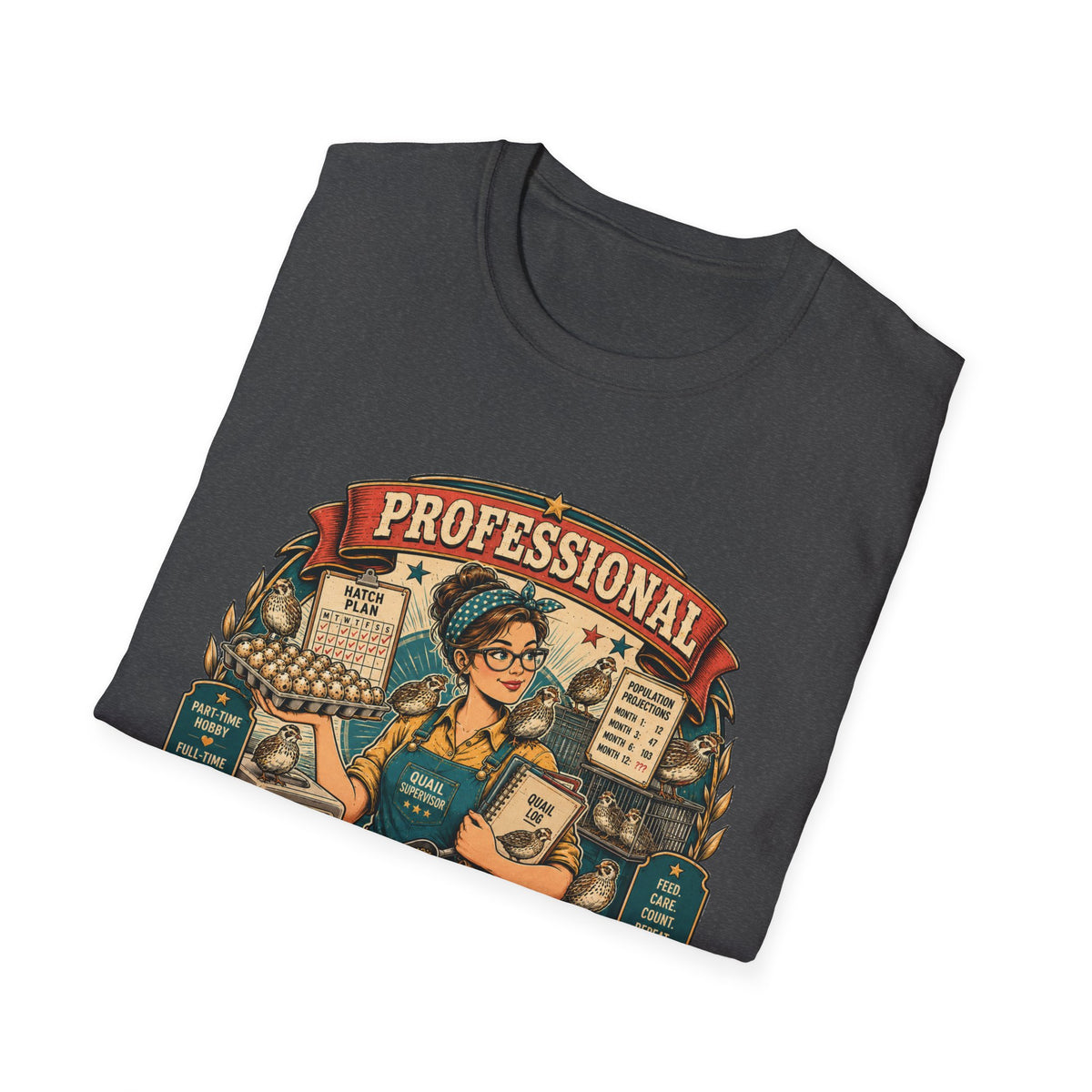 Tiny Bird Enthusiast Badge T-Shirt — Quail Keeper Vintage Graphic Tee