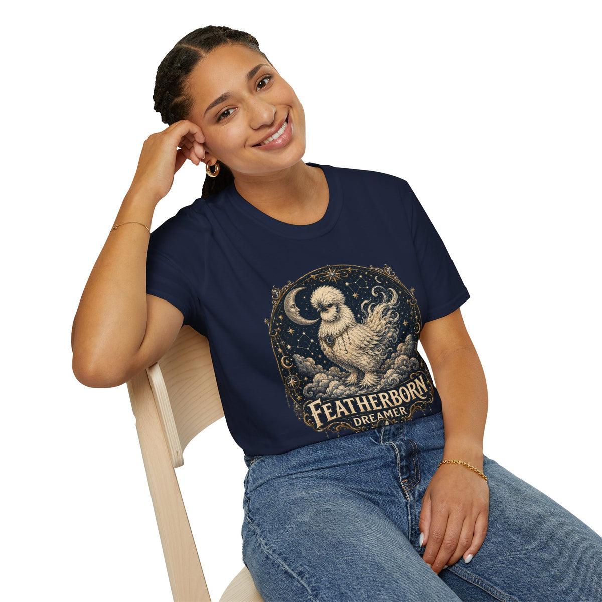 Featherborn Dreamer Silkie T-Shirt — Celestial Moonlit Hen Tee