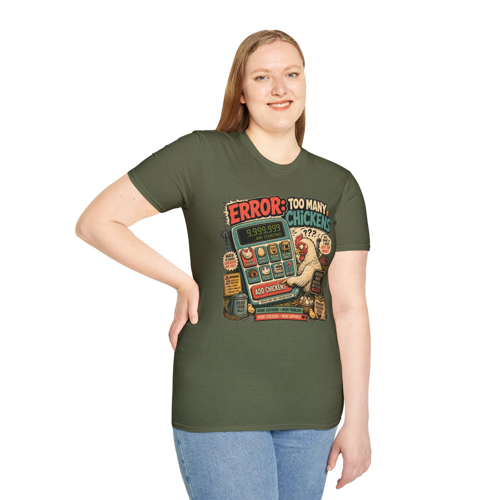 Too Many Chickens Error T-Shirt — Chicken Math Calculator Tee