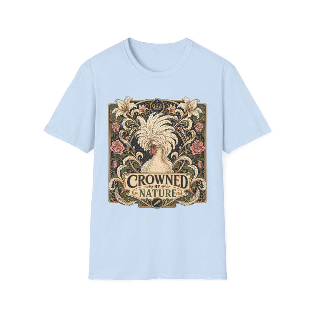 Crowned by Nature Polish Chicken T-Shirt — Vintage Botanical Hen Tee