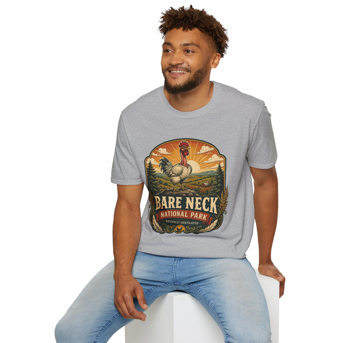Bare Neck National Park Emblem T-Shirt — Naturally Ventilated Rooster Naked Neck Turken Tee